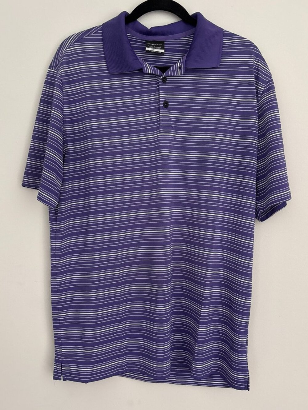 Nike Golf Dri-FIT Polo Shirt Men's Purple White Striped Short Sleeve Preppy L